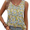 CRAZY GRID Women's Tank Tops V Neck Casual Sleeveless Tops for Women 2025 Basic Trendy Tank Oversized Summer Blouses S-3XL (Yellow, L)