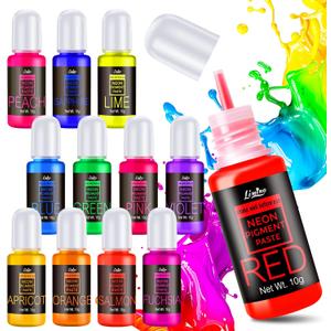 Limino Neon Pigment Paste - 12 Colors Concentrated Color Pigment for Epoxy Resin, Nail Art, Candle, Slime and Bath Bomb, Neon Resin Dye for Jewelry, Halloween Makeup, Tumblers, Coasters and Crafts