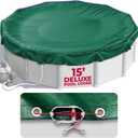 15 ft Round Pool Cover for Above Ground Pools, Above Ground Pool Cover, Swimming Pool Cover, Winter Pool Cover, Keeps Out Debris, Cold and UV Resistant, Supreme Mesh, Green