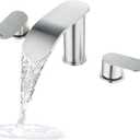 Roman Tub Faucet, High Flow Waterfall 3 Hole Bathtub Faucets Sets Deck Mount Bath Tub Faucet, Brushed Nickel