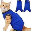 T'CHAQUE Cat Surgery Recovery Suit for Female Male, Cat Onesie Pet Surgical Pajamas Hind Legs Long Sleeve, Abdominal Wound Skin Diseases, E-Collar Alternative, Spay Neuter Recovery Suit, RoyalBlue-XL