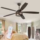 Farmhouse Ceiling Fans with Lights and Remote, 60 Inch Industrial Caged