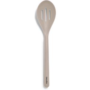 GreenPan Silicone Slotted Spoon, Cooking Kitchen Utensil, Mixing Stirring Serving, Flexible Rubber Nonstick Cookware, Rigid Steel Core Heat-Resistant, Anti-Slip Handle, BPA-Free Dishwasher Safe, Taupe