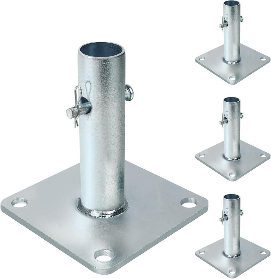 Scaffolding Base Plates with Pins, JUKFITA Reinforced Scaffold Base, 4 Pack Galvanized Scaffolding Accessories for Baker Scaffolding