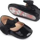 Meckior Infant Baby Girls Soft Sole Bowknot Princess Wedding Dress Mary Jane Flats Shoes Easter Light Baby Sneaker Shoes (0-6 Months Infant, B05/Black)