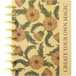 Disc-Bound Morning Glory Journal for Women & Men, Lined Notebooks, 200 Pages, College Ruled Journals Notebook for School Office (Yellow)