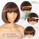 WERD Short Brown Bob Wig for Women Auburn Brown Wig with Bangs Synthetic Hair Light Highlight Brown Bob Wig for Daily Party Cosplay