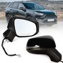 Right Passenger Side Mirror Fits 2019-2025 Toyota Rav4 with Power Heated Turn Signal and Blind Spot Match Midnight Black Metallic Replace 879100R271(8 Pins)