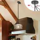 Black Vintage Pendant Lights Kitchen Island, Adjustable Height Kitchen Island Lighting, Bathroom Pendant Light with Clear Glass Shade- Dual Mount Ceiling & Hanging Fixtures with 90 Swivel for Decor