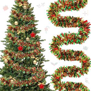177 Feet Christmas Tinsel Garland Metallic Shiny Hanging Christmas Tree Tinsel Garland Ornaments for Indoor Outdoor Party Wedding Holiday(Red Green Gold)