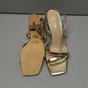 Elisabet Tang Women's Strappy Chunky Heels Sandals, Ankle Strap 3 inch Mid Block Heels Lace up Square Open Toe Thick Heeled Sandals Shoes (8.5, Gold)