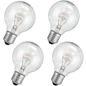 RESISPA （4 Pack G25 Globe Light Bulbs – 60 W Incandescent Light Bulb, G25 Double Life Globe Bulb,2700K Soft White, E26 Base, Dimmable – Crystal Clear Vanity Bulbs