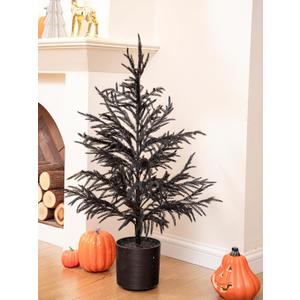 36’’
Black Christmas Tree with Pot Norfolk Pine Tree Artificial Small Christmas Tree for Front Porch Outdoor Indoor Christmas Decor Halloween Decorations
