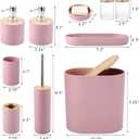 XLHOMO Pink Bathroom Set, Pink Bathroom Accessories Set with Trash Can, 2PCS Soap Dispensers, Soap Dish, Toothbrush Holder, Toothbrush Cup,Toilet Brush, Tray and Qtip Holders for Bathroom Decor