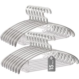 Clear Plastic Hangers, 16" Heavy Duty Clothes Hangers, Durable Closet Hanger for Shirt, Coat and Dress(15 Pack)