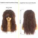 80s Rock Mullet Wigs for Men and Women Long Brown Curly Wig 70s 80s Costumes for Men Women Halloween Cosplay Party Wigs
