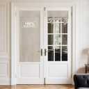 NICETOWN Linen 100% Blackout Door Curtains for French Front Door, Farmhouse Privacy Thermal Insulated Room Darkening Window Covering for Bedroom Living Room, W26 x L69 inch, 1 Panel, Natural