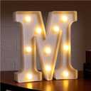 Small Led Marquee Letters, Light Up Letters, 8.58 Inch Led Letter Lights, Battery Powered Lighted Sign for Table, Party, Birthday, Christmas Decor 
(Letter M, Warm White)