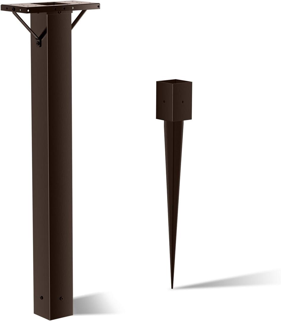 BOUGOON Bronze Metal Mailbox Post,43x 4X 4 inch In-Ground Mounting Post