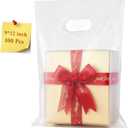 100 Pcs Plastic Bags With Handles 9"x12", Clear Gift Bags Shopping Merchandise bags for Small Business Retail Stores Gifts