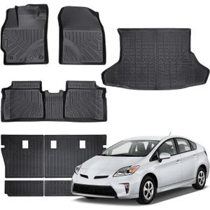 Floor Mats & Cargo Liner Compatible with Toyota Prius 2010 2011,All Weather Protection TPE, Anti-Slip Floor Mats & Trunk Mat Compatible with Toyota Prius 2010 2011 Accessories