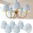 VIHOSE 6 Pcs Pleated Chandelier Lamp Shades 3" Top x 5.5" Bottom x 4.7" Slant Small Lampshades Clip on Bulb Classic Pleated Style Bulb Covers for Wall Sconces Pendant Lighting (Blue Tree)