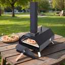 Multi-Fuel Pizza Oven,Portable Wood Fired Pizza Oven Outdoor,Tabletop Portable 11-Inch Pizza Maker,11" Woodfire Pizza Stone Oven for Backyard & Outdoor Use, Black 