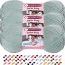 3 Skeins of Makromecity Softee Baby Yarn,%100 Premium Anti-Pilling Acrylic, 3.5 Oz, 273 yd (100gr/250 mt) Each, Soft Yarn for Crocheting and Knitting (Crepe Green, 3 Skeins)