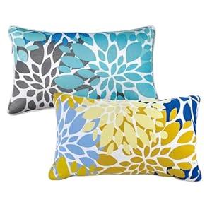 JMGBird Outdoor Pillowcases Waterproof Outdoor Pillow Covers 18x18 Inch Throw Pillow Covers 2 Color Combinations (2 Large Flowers)
