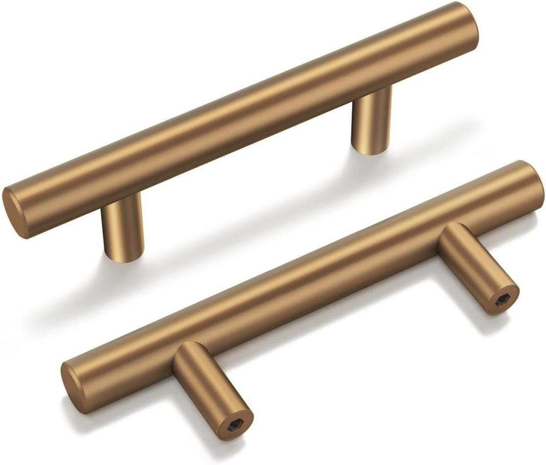 Goldenwarm 35 Pack Champagne Bronze Cabinet Pulls Gold Cabinet Handles 2-1/2 inch(64mm) Champagne Gold Drawer Pulls Brushed Bronze Drawer Handles Kitchen Bathroom Bedroom Furniture Hardware