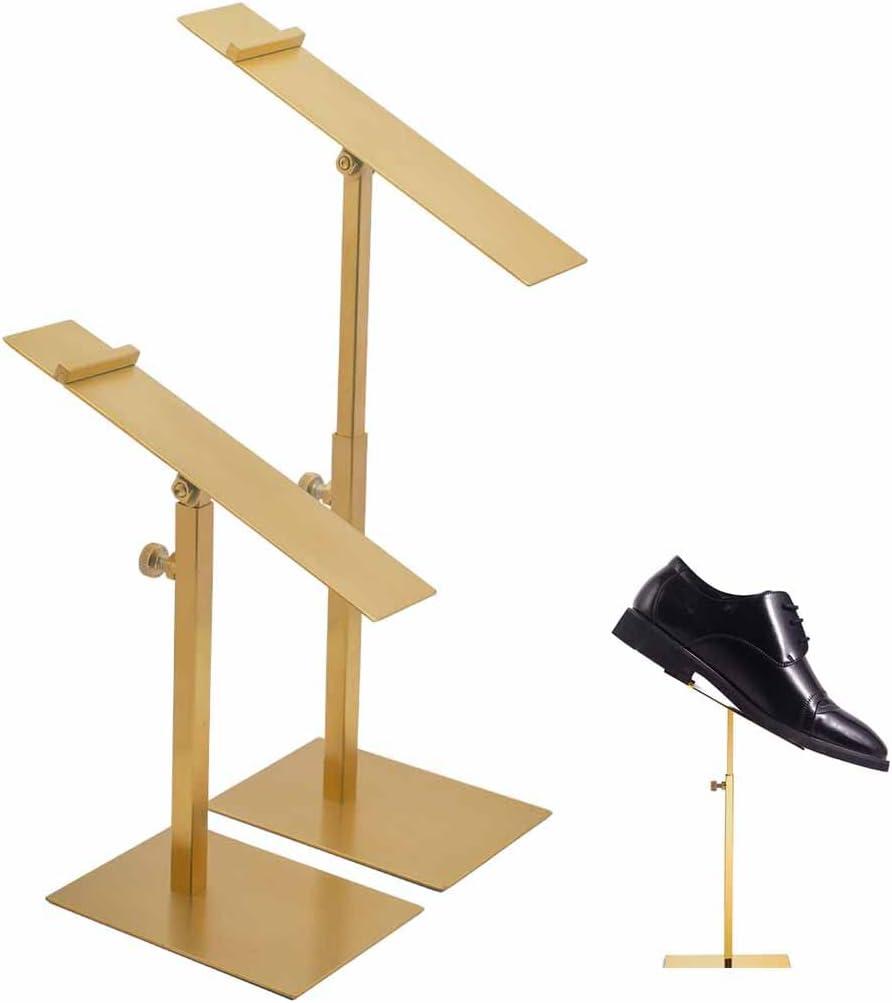 VIDAYA Gold Shoe Display Stand, Stainless Steel Shoe Display Risers Stand Countertop Adjustable Retail Supplies, Shoe Rack Set of 2