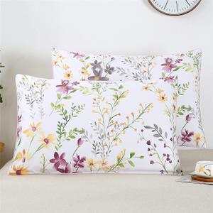 YOU SA Farmhouse Floral Design Pillow Covers Colorful Flowers Print Pillowcases Long Staple Cotton Pillow Covers Set of 2 (Standard,Color-15)