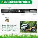 2 Pack 942-04308 Cub Cadet 42 Inch Mower Blades with 712-0417A Nuts Replaces 742-04308, 942-04308A, 942-04312 for Cub Cadet ZT1 42, XT1 LT42, Craftsman T110, LT2000, Troy Bilt Pony 42 Tractors