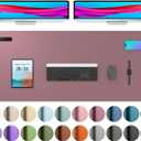 Aothia Leather Desk Pad Protector, Mouse Pad, Office Desk Mat, Non-Slip PU Leather Desk Blotter, Laptop Desk Pad, Waterproof Desk Writing Pad for Office and Home (48"x17", Dark Pink)