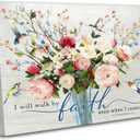 Christian Flower Wall Art Bible Verse Wall Decor Rustic Floral Scripture Canvas Paintings Inspirational Religious Picture Posters Prints Christian Faith Based Gifts for Home & Office Decor 16x12in