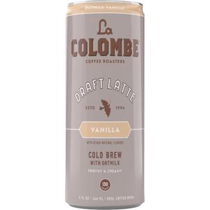 La Colombe Vanilla Draft Latte with Oatmilk - 9 Fl. Oz. 4 Pack - 100% Arabica Brazilian Cold Brew Coffee with Nitrous-Infused Oatmilk, Dairy-Free Vegan Latte, 120mg Natural Caffeine (EXP 06/19/26)