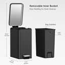 EKO Small Bathroom Trash Can with Lid Soft Close, Step Pedal, 10 Liter / 2.6 Gallon Stainless Steel Garbage Can with Removable Inner Bucket, Anti-Fingerprint Finish (Matte Black)