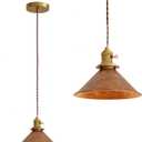 Hanging Pendant Light Rusted Copper Lampshade with Adjustable 6.5Ft Cord Pendant Ceiling Lights Retro Antique Hanging Light for Kitchen Island Living Room and Dining Room