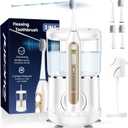 Electric Toothbrush with Water Flosser, Upgrade Flossing Toothbrush Combo with 3 Brush + 1 Nozzle, 5 Floss Speeds&3 Brush Modes, 500mL Tank, 30-Day Battery, for Adults & Teens, Gums, Braces-White