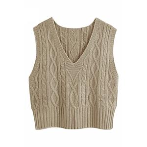 Aoysky Sweater Vest Women's V-Neck Sweater Tank Tops Pullover Cable Knit Vest Solid Color Sleeveless Loose Fit Sweater Top M