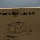 Stainless Steel Litter Box | XL Enclosed Cat Litter Boxes with Lid for Big Cats | High Sided, Anti-Urine Leakage | Non-Stick Bottom & Includes Litter Mat & Metal Scoop (Silver Gray)