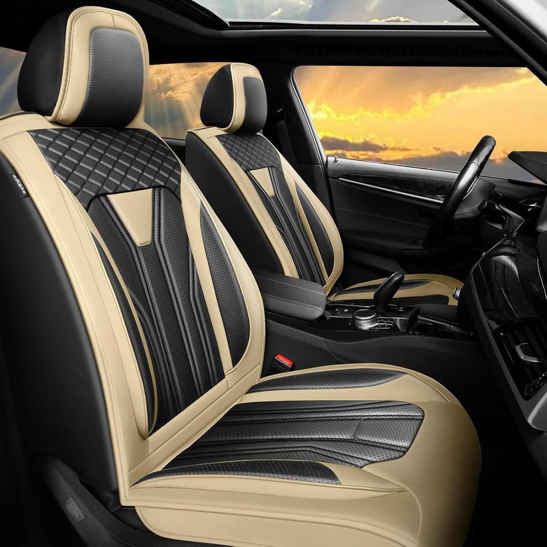 Car Seat Covers for Hyundai Tucson 2010-2025 2026 Beige & Black | Full Set 5 Seat - Premium LeatherWaterproof Breathable, Scratch-Resistant & All-Weather Seat Cushion Protector