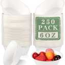 Dandat 6 oz Disposable Paper Bowls Bulk Small Bagasse Dessert Bowls for Ice Cream Soup Salad Pasta Party Supplies Picnic Banquet Barbecues Pet Food(White,250 Pcs)