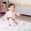 Baby Starters Plush Baby Doll with Rattle, Brunette Olivia, Pink, 9 inch, 1 Count