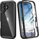 IDweel for iPhone 17 Case with Build in Screen Protector, Slim Fit & Lightweight, Heavy Duty Protection Shock Resistant Shockproof Full-Body Shock Absorption Clear Back Black Hard Bumper Cover,Black
