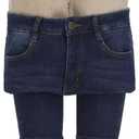 Women's Fleece Lined Jeans Skinny High Waisted Winter Thick Fleece Warm Stretch Fleece Lining Women Jeans Pants (12, #1_navy(hot Fleece)) XL