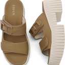 UBFEN Womens Chunky Wedge Platform Sandals Adjustable Double-Strap Square | Toed Open-Toe Style Suitable for Outdoor Casual Wear