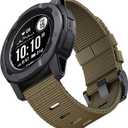 for Garmin Instinct/Instinct 2 Band, Soft Nylon Instinct3 45mm Replacement Watch Strap Compatible with Garmin 22mm Instinct2 Tactical/Tide/Esports/Solar (Khaki (Black Buckle))