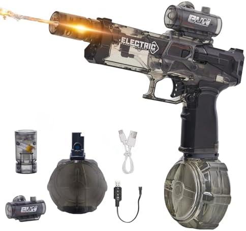 Electric Water Gun for Adults Kids: Powerful Squirt Gun, Automatic high Powered Pressure Blaster watergun with Realistic Led Muzzle Flame,28-32 FT Range，Perfect Summer Gift Toys for Age 8-12