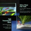 LAQUAL 10 Gallon Ultra Clear Glass Fish Tank, Rimless Low Iron Aquarium for Betta/Nano/Goldfish/Snail/Shrimp, Big Fish Tank & Cover Set & Feeding Ring & Cleaning Tools